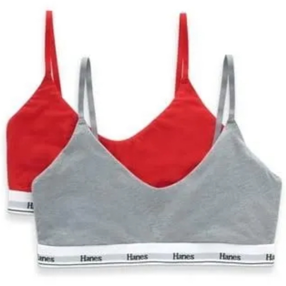 Hanes Originals Women Cropped Bralette  Breathable Stretch Cotton  2-Pack NWT